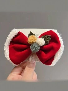 1枚紅色蝴蝶結髮夾,新年聖誕節女孩約會裝飾頭飾 - 紅色 - 查看 2