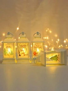 1入聖誕裝飾攜帶式led燈籠夜燈-聖誕老人和聖誕樹設計,用於家庭派對裝飾,聖誕新年禮物