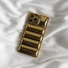 Plating Down Jacket Phone Case Compatible With IPhone 15 Pro Max 14 13  12 11 Pro Max Plus Reflective Camrera Protection Bumper Puffer Cover - Purple - View 4