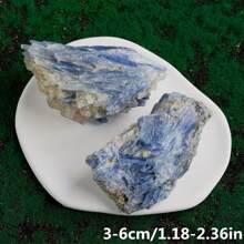 天然藍色礦物原石藍鑽石原石水晶,治療水晶,大型原礦藍色礦物原石,家居裝飾 - 藍白色 - 查看 5