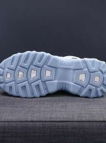 Winter Warm Plush Sports Chunky Sneakers For Women - Blue and White - View 5