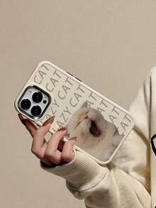 Cute Cat Design Electroplating Button Protective Phone Case, New Arrival, Compatible With Iphone - Multicolor - View 2