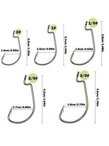 50pcs Fishing Hooks With Plastic Box Set, High Carbon Steel Material, Silver Color, With Sharp Barbs - Black - View 4