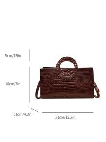 New Stylish Versatile Elegant Vintage Round Tote/Shoulder Bag - Coffee Brown - View 3