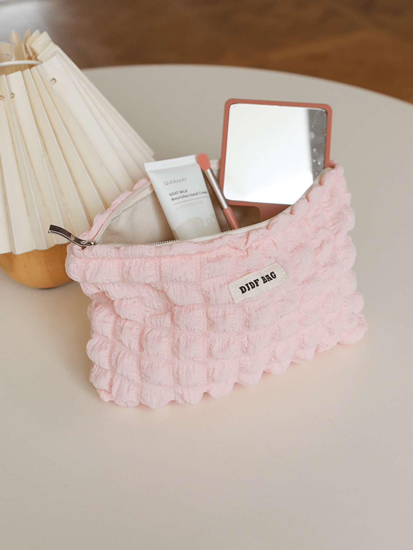 Pink Makeup Bag For Women, Portable Large Capacity Storage Bag With