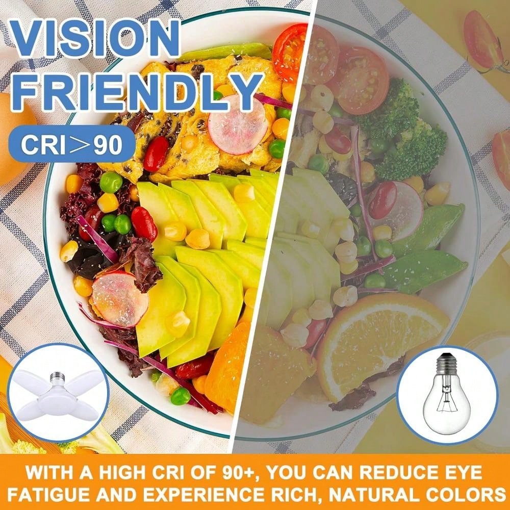 1pc 30W Mini LED Folding Light Bulb Daylight LED Garage Light, E26 Base