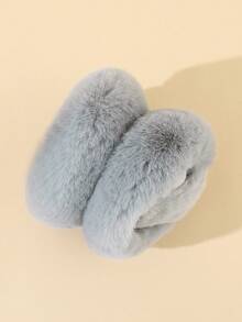 1pc Winter Faux Rabbit Fur Women's Solid Color Warm Foldable Ear Muffs - Grey - View 2