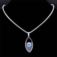 時尚土耳其邪眼不鏽鋼項鍊銀色希臘眼星形鏈項鍊,幸運護身符珠寶 - 金色 - 查看 2