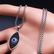 時尚土耳其邪眼不鏽鋼項鍊銀色希臘眼星形鏈項鍊,幸運護身符珠寶 - 金色 - 查看 4