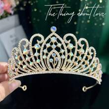 1pc Wedding Bridal Crown Princess Girl Adult Size Crystal Shiny Crown Headpiece Bridal Hair Accessory - Multicolor - View 1