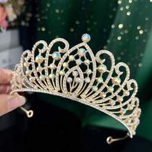 1pc Wedding Bridal Crown Princess Girl Adult Size Crystal Shiny Crown Headpiece Bridal Hair Accessory - Multicolor - View 5