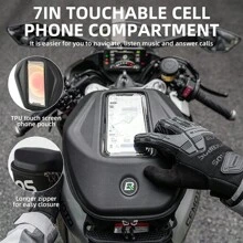 ROCKBROS機車油箱包，7吋觸控手機袋，硬殼防水背包貨櫃油箱手機包，7L容量，適用於機車旅行包 - 黑色 - 查看 2