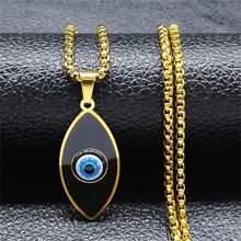 時尚土耳其邪眼不鏽鋼項鍊銀色希臘眼星形鏈項鍊,幸運護身符珠寶 - 金色 - 查看 7