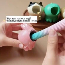 1 Stück Mini Japanischer Stil Nagelbohrer Bit Aufbewahrungsröhre, süßes Cartoon Tiermuster (Katze, Hund, Dinosaurier, Hase), Nagelpflege Werkzeug Schreibtisch Organizer Box/Halter, Offener Mund Pinselbecher, Nagelpolierer Aufbewahrungsbox, Nagelkunst Zubehör, Nagelwerkzeuge, Nagelkunst Werkzeuge, Schulanfangszeit - Verschiedenfarbig - Übersicht 5
