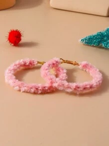1對糖果色涼感羊毛繞繩耳環 - 圓圈 - 查看 17