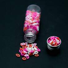 情人節主題紅唇造型指甲裝飾,含閃粉,可用於自製珠寶製作的聚合物薄片,含奶油膠、手工材料、水晶泥填充 - 彩色 - 查看 9