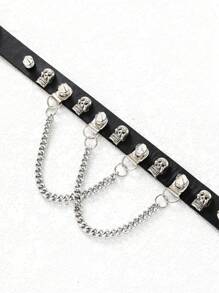 1 件男士深色哥德式 Pu 皮革頸鍊,帶有小鉚釘,女式龐克搖滾酷炫鉚釘頸鍊,男女通用珠寶,適合角色扮演和禮品 - 黑色 - 查看 4