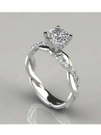 1pc Fashion Elegant Rose Gold Princess Cut/Round/Twisted Diamond Engagement/Wedding Ring, Graduation, Anniversary, Valentine's Day Gift For Women