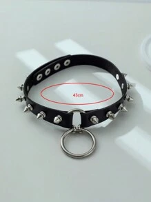 1 件男士深色哥德式 Pu 皮革頸鍊,帶有小鉚釘,女式龐克搖滾酷炫鉚釘頸鍊,男女通用珠寶,適合角色扮演和禮品 - 黑色 - 查看 10