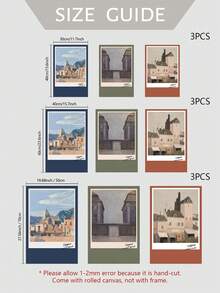 3入組抽象藝術風景畫布印刷品,豪華客廳沙發背景牆裝飾 - 彩色 - 查看 5