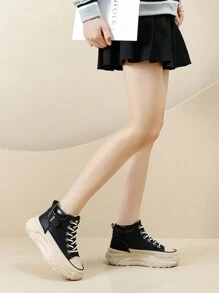 女士休闲运动鞋、平底运动鞋、运动路跑鞋 - 黑色 - 查看 10