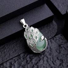 1pc Creative Alloy Energy Stone & Floral Pattern Pendant Necklace Accessory, Western Style - White crystal - View 10