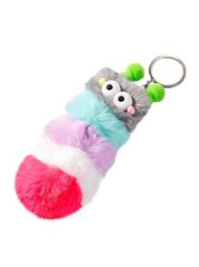 1pc Ladies' Casual Cute Caterpillar Fluffy Pom Pom Plush Toy Pendant For Bags, Phones, Cars, Keychains - Multicolor - View 5