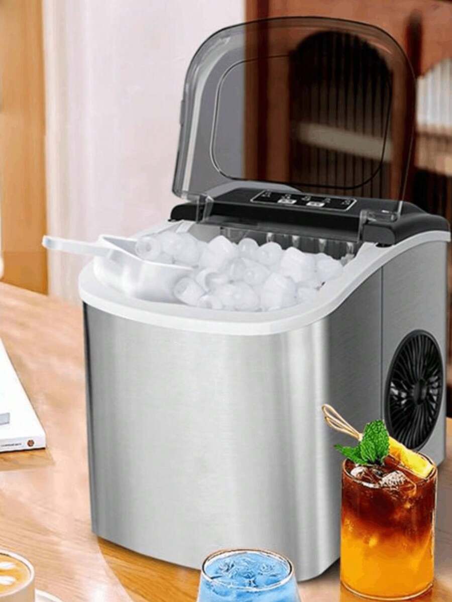 Máquina para Hacer Hielo, Canasta para Hacer Cubitos de Hielo, Mini hielera portátil metálico - Plateado - Ver 1