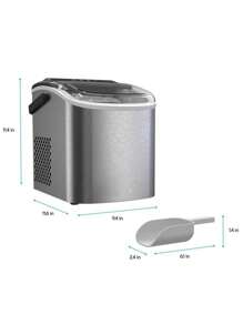 Máquina para Hacer Hielo, Canasta para Hacer Cubitos de Hielo, Mini hielera portátil metálico - Plateado - Ver 9