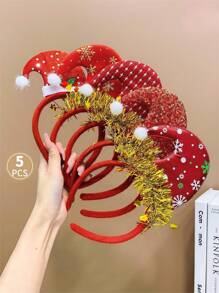 5入組女孩可愛聖誕卡通麋鹿鹿角頭帶 - 彩色 - 查看 1