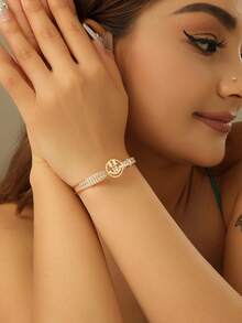 1 Miếng Châu Âu & Châu Mỹ Phong cách Sang trọng Hình học Khối Zirconia  Mở Vòng tay , Cá nhân hóa , Linh hoạt , Mới lạ , Tối giản , Cao-kết thúc Đồ trang sức Đối với Của phụ nữ Mặc hàng ngày - Vàng - Xem 1