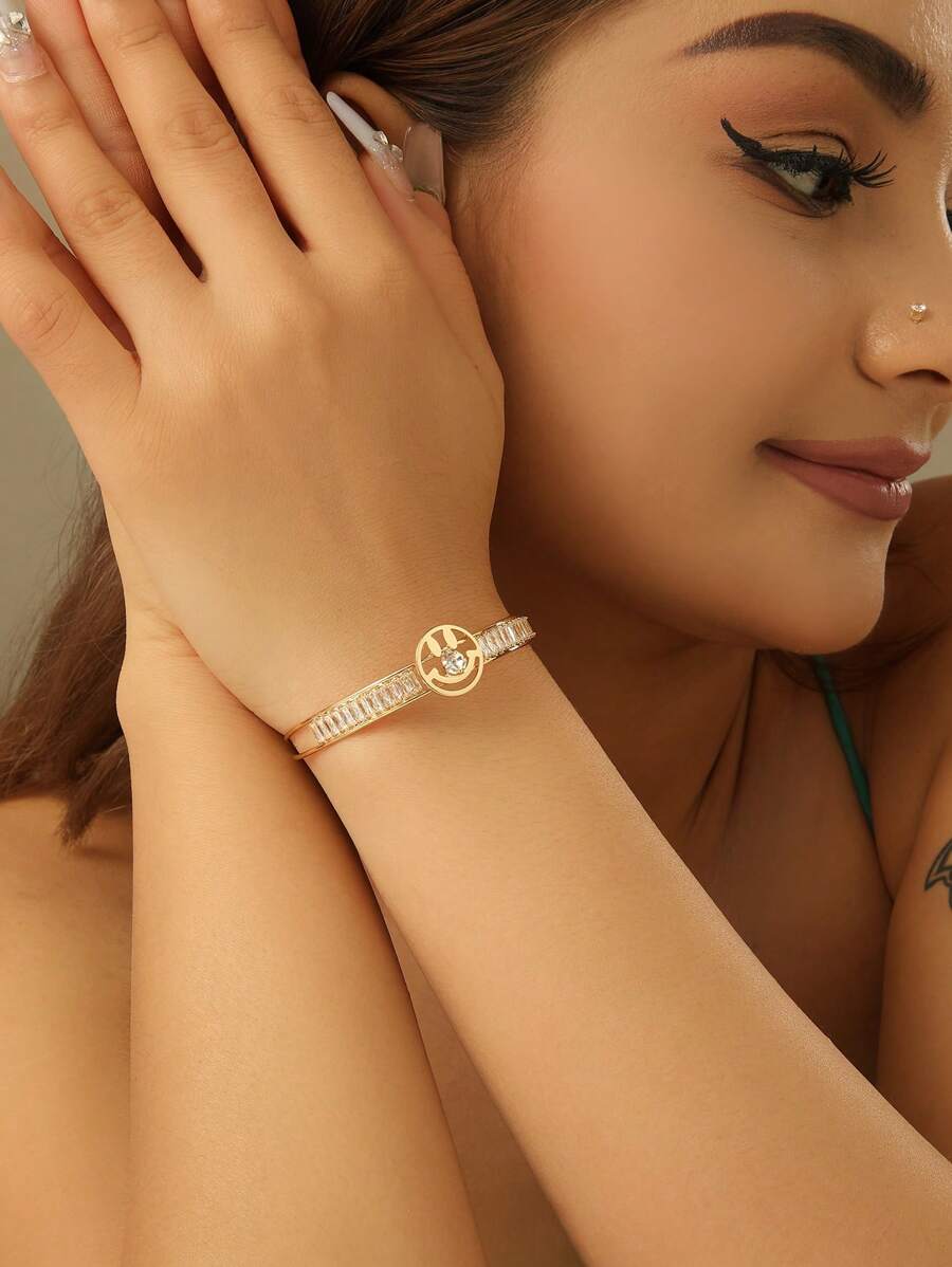 1 Miếng Châu Âu & Châu Mỹ Phong cách Sang trọng Hình học Khối Zirconia  Mở Vòng tay , Cá nhân hóa , Linh hoạt , Mới lạ , Tối giản , Cao-kết thúc Đồ trang sức Đối với Của phụ nữ Mặc hàng ngày - Vàng - Xem 1