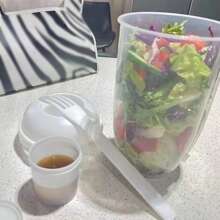 1pc Portable All-In-One Lunchbox - Suitable For Cereals, Salads, Yogurts And More - Includes Fork, Sauce Cup/Bottle And 1000ml Food Container! Convenient Breakfast Cup Drink Cup