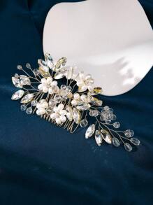 1入優雅新娘髮飾,花朵編織髮梳