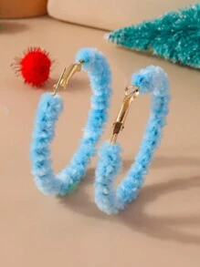 1對糖果色涼感羊毛繞繩耳環 - 圓圈 - 查看 3