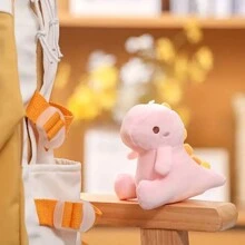 1 件組可愛毛絨恐龍娃娃吊墜女式鑰匙扣,女孩背包裝飾,送給最好朋友的粉紅色聖誕禮物,bff - 粉色 - 查看 2