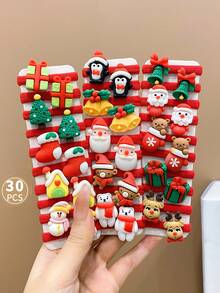 30 件/套 可爱卡通圣诞女孩发圈 - 彩色 - 查看 7