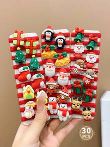 30 件/套 可爱卡通圣诞女孩发圈 - 彩色 - 查看 2