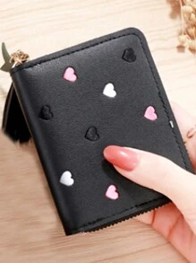 Trẻ em Hình trái tim Ví tiền xu Và Ví thẻ Dễ thương Ví , chất liệu da PU Ví Dành cho Cô gái - màu đen - Xem 2