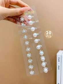20入組女孩可愛的白色花朵髮夾 - 白色 - 查看 6