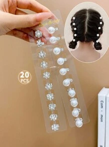 20入組女孩可愛的白色花朵髮夾 - 白色 - 查看 9