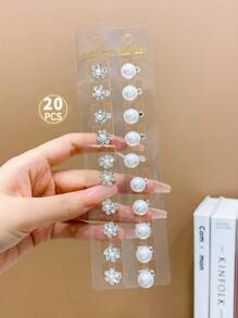 20入組女孩可愛的白色花朵髮夾 - 白色 - 查看 4