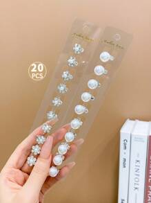 20入組女孩可愛的白色花朵髮夾 - 白色 - 查看 3