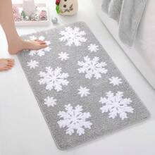 DeramHy home DeramHy Home 1 Stück Weihnachten Grauer Schneeflocken Badematte für Badezimmer - Süße saugfähige waschbare Badezimmer Teppiche mit rutschfester Rückseite - Schöner Schneeflocken Badezimmerteppich für Weihnachtsdekorationen Zuhause Badezimmer Dekor Bodenteppich Außenvorleger Fußmatte Sommer Badezimmer Accessoires Einschulung