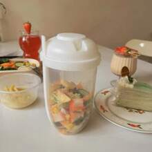 1pc Portable All-In-One Lunchbox - Suitable For Cereals, Salads, Yogurts And More - Includes Fork, Sauce Cup/Bottle And 1000ml Food Container! Convenient Breakfast Cup Drink Cup
