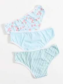 女士3入組水果和格紋印花內褲 - 彩色 - 查看 2