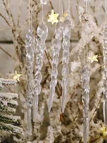 1入/6入/12入組聖誕慶祝裝飾: 透明冰條掛飾，亞克力螺旋冰條裝飾 - 無色 - 查看 8