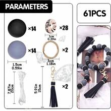 61 cái/bộ Của 15mm Phấn màu Tròn Silicone Hạt 10mm Pha lê Spacer Hạt Với Nylon Cord Tua Cao su silicon Trang trí Hạt , Đối với DIY Vòng tay Đồ trang trí Ba lô Vật rủ xuống Mặt dây chuyền chìa khóa Chuỗi Nhiều loại Trang trí Phụ kiện Đến Mặc Phụ kiện trang sức - Nhiều màu - Xem 9