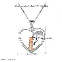 2入組/套給我女兒的吊墜項鍊+卡片,創意可愛卡通精美心形馬吊墜項鍊裝飾配件,作為最好的朋友男孩和女孩的假日禮物 - 銀色 - 查看 2