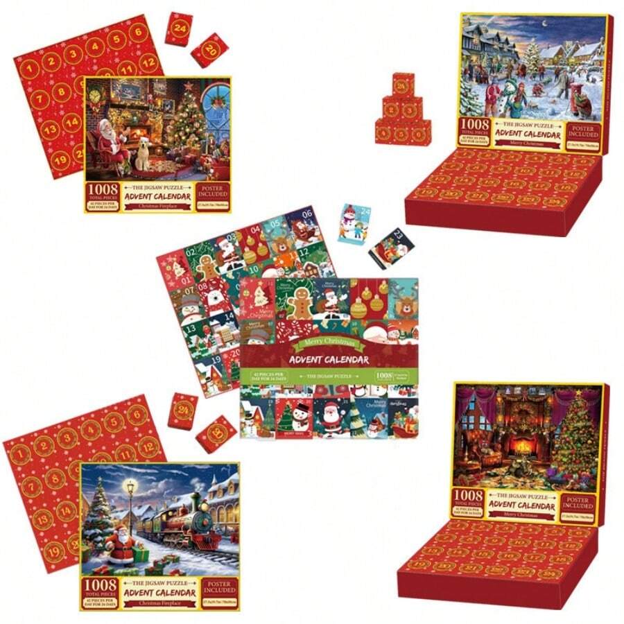 24pcs Christmas Advent Calendar For Girls And Boys, 1008pcs Christmas Countdown Puzzle Calendar - Multicolor - View 1